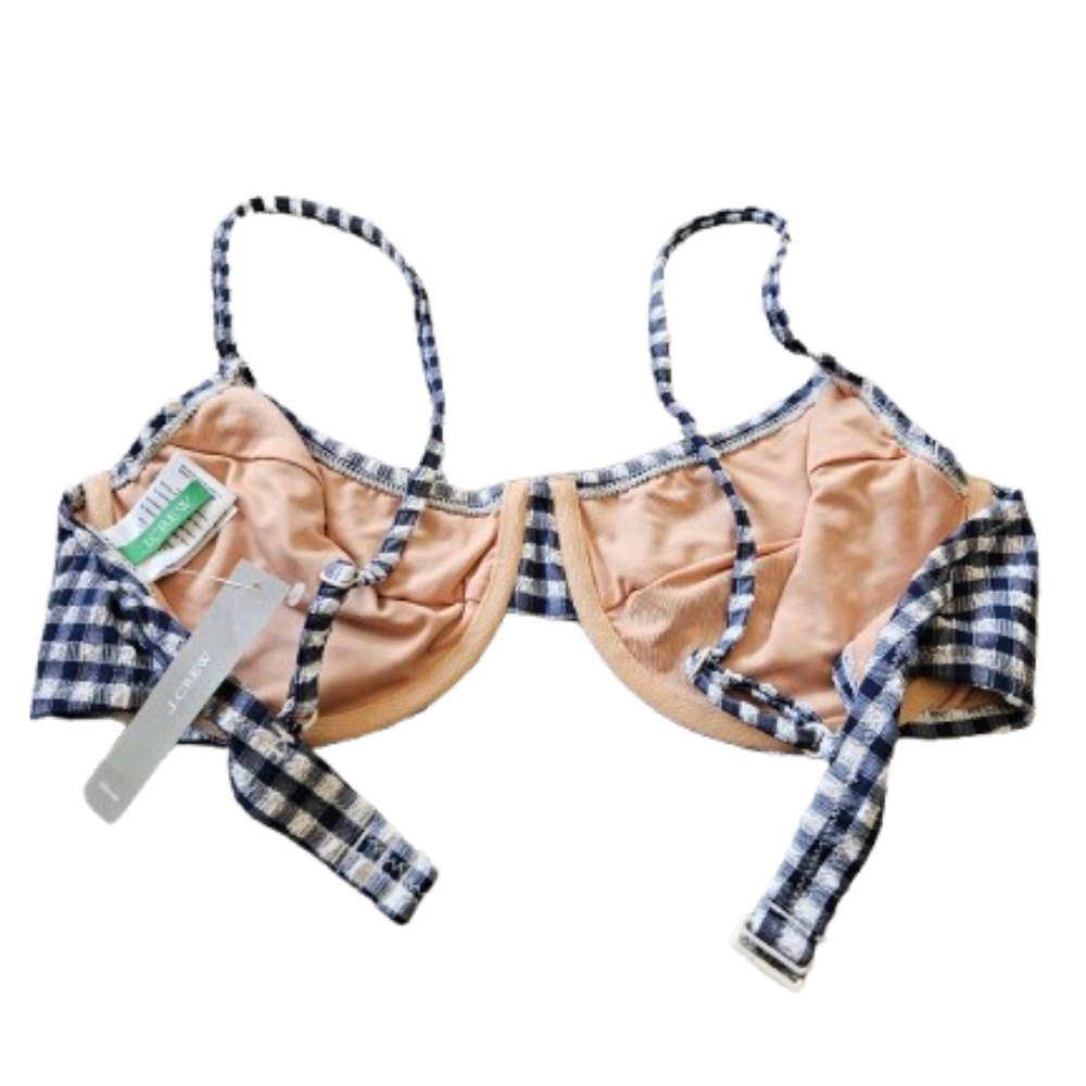 J.Crew Gingham Underwire Bikini Top, 38D, Blue/ White - Picture 6 of 8